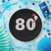 ハッピー80th誕生日オンブラック紙プレート ペーパープレート (パーティー)