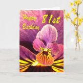 ハッピー81st誕生日フラワーパンジー カード (黄色い花)