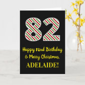 ハッピー82誕生日&メリークリスマス、名前をカスタムする カード (黄色い花)