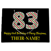 ハッピー83誕生日&メリークリスマス、名前をカスタムする ラージペーパーバッグ (正面)