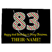 ハッピー83誕生日&メリークリスマス、名前をカスタムする ラージペーパーバッグ (裏面)