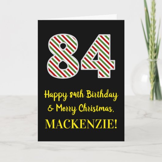 ハッピー84誕生日&メリークリスマス,名前をカスタムする カード (正面)