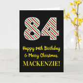 ハッピー84誕生日&メリークリスマス,名前をカスタムする カード (黄色い花)