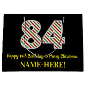 ハッピー84誕生日&メリークリスマス，名前をカスタムする ラージペーパーバッグ (正面)