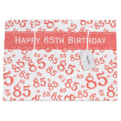 ハッピー85誕生日ナンバーパターンコーラル/ホワイト ラージペーパーバッグ (正面)