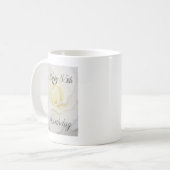 ハッピー85誕生日白花 コーヒーマグカップ (正面左)