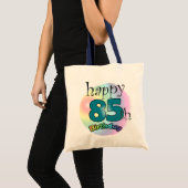ハッピー85誕生日（ブルーウ） トートバッグ (正面(商品))