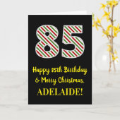 ハッピー85誕生日&メリークリスマス,名前をカスタムする カード (黄色い花)