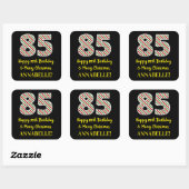 ハッピー85誕生日&メリークリスマス,名前をカスタムする スクエアシール (シート)
