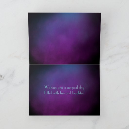 ハッピー85thネームパープルティール（緑がかった色）神秘的誕生日 カード (内部)