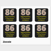 ハッピー86誕生日&メリークリスマス,名前をカスタムする スクエアシール (シート)