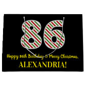 ハッピー86誕生日&メリークリスマス，名前をカスタムする ラージペーパーバッグ (正面)