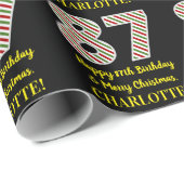 ハッピー87誕生日&メリークリスマス，名前をカスタムする ラッピングペーパー (ロールコーナー)