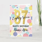 ハッピー87th誕生日パステルレインボー金ゴールドウーマン カード (正面)