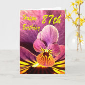 ハッピー87th誕生日フラワーパンジー カード (黄色い花)