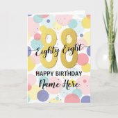 ハッピー88誕生日パステルレインボー金ゴールドウーマン カード (正面)