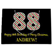 ハッピー88誕生日&メリークリスマス，名前をカスタムする ラージペーパーバッグ (正面)