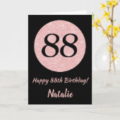 ハッピー88th誕生日ブラックアンドバラピンク金ゴールド カード (黄色い花)