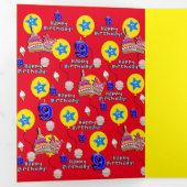 ハッピー9誕生日カード、#9赤&黄 三つ折りカード (内部最初)