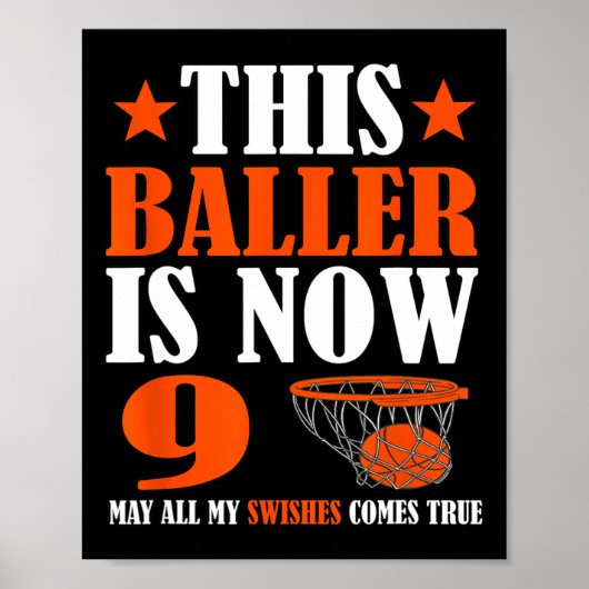 ハッピー9誕生日バスケットボール9誕生日 ポスター (正面)