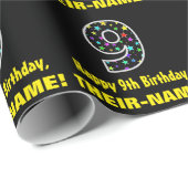 ハッピー9誕生日、おもしろいカラフルスターパターン9 ラッピングペーパー (ロールコーナー)