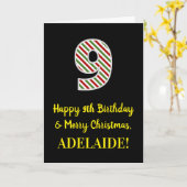 ハッピー9誕生日&メリークリスマス,名前をカスタムする カード (黄色い花)