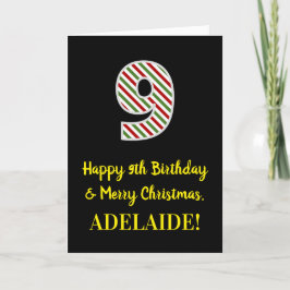 ハッピー9誕生日&メリークリスマス，名前をカスタムする カード