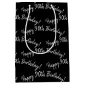 ハッピー90誕生日オンブラック ミディアムペーパーバッグ (正面)