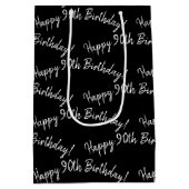 ハッピー90誕生日オンブラック ミディアムペーパーバッグ (裏面)