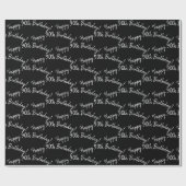 ハッピー90誕生日オンブラック ラッピングペーパー (フラット)