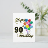 ハッピー90誕生日ギフトと誕生日アパレル ポストカード (スタンド正面)