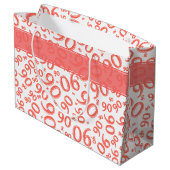 ハッピー90誕生日ナンバーパターンサンゴ/白 ラージペーパーバッグ (裏面アングル)