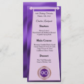 ハッピー90誕生日パープルグリッターフォイルメニュー メニュー (正面/裏面)
