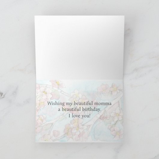 ハッピー90誕生日ママさくらんぼブロッサムツリー カード (内部)