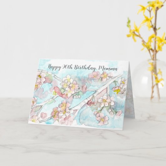 ハッピー90誕生日ママさくらんぼブロッサムツリー カード (黄色い花)