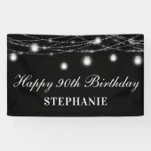 ハッピー90誕生日メイスンジャースライツ白黒 横断幕 (横)