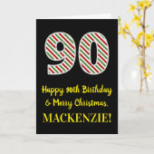 ハッピー90誕生日&メリークリスマス,名前をカスタムする カード (黄色い花)