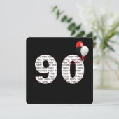 ハッピー90th誕生日オンブラック招待状 招待状 (スタンド正面)