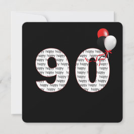ハッピー90th誕生日オンブラック招待状 招待状