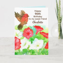 ハッピー90th誕生日スペシャルフレンドペチュニアスフィンチ カード