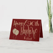 ハッピー90th誕生日ネーム金ゴールドタイポグラフィブルゴーニュ カード (正面)
