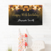 ハッピー90th誕生日バナー。黒と金ゴールドグリッター 横断幕 (インサイチュ)