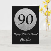 ハッピー90th誕生日ブラックアンドシルバーグリッターカード カード (黄色い花)