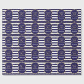 ハッピー90th誕生日金ゴールドグリッターとネイビーブルー ラッピングペーパー (フラット)