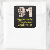 ハッピー91誕生日&メリークリスマス、名前をカスタムする スクエアシール (バッグ)