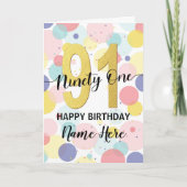 ハッピー91st誕生日パステルレインボー&金ゴールドガール カード (正面)