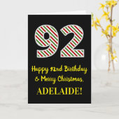 ハッピー92誕生日&メリークリスマス、名前をカスタムする カード (黄色い花)