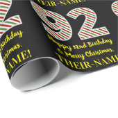 ハッピー92誕生日&メリークリスマス、名前をカスタムする ラッピングペーパー (ロールコーナー)