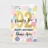 ハッピー92nd誕生日パステルレインボー金ゴールドウーマン カード (正面)