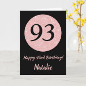 ハッピー93誕生日ブラックとバラピンク金ゴールド カード (黄色い花)